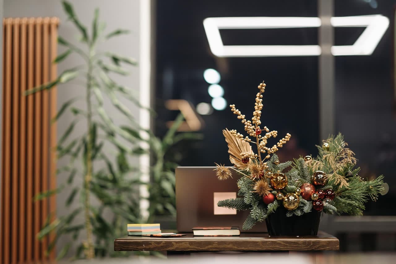 Grüne Pflanze im modernen Büro – Webdesign Thema Natürlichkeit